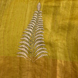 Mustard hand embroidered tussar saree