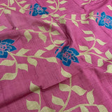 Veena pink floral printed tussar saree