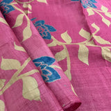 Veena pink floral printed tussar saree