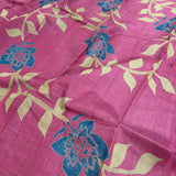 Veena pink floral printed tussar saree