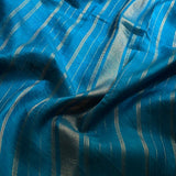 Mila blue dot and stripe kanchipuram silk saree