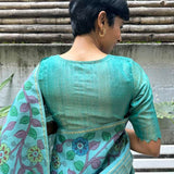 Teal gold tussar blouse