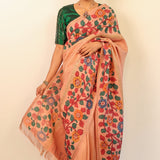 Kalpataru zari striped kalamkari saree