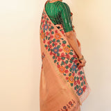 Kalpataru zari striped kalamkari saree