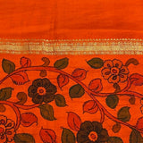 Kalpataru zari striped kalamkari saree