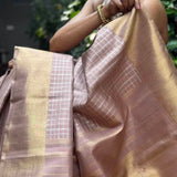 Charita gold silver checked kanchipuram silk saree