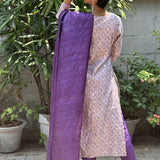 Rang cream purple silk kurta