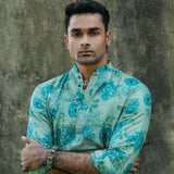 Rang Blue silk men's kurta