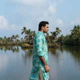 Rang Blue silk men's kurta