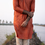 Rang Orange silk men's kurta