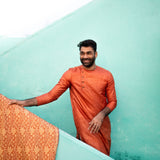 Rang Orange silk men's kurta