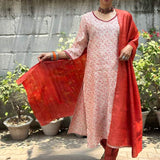 Rang cream orange silk kurta