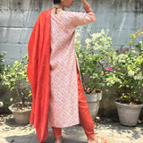 Rang cream orange silk kurta