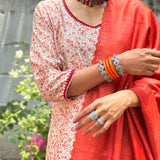 Rang cream orange silk kurta