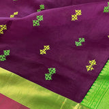 Mishrita aubergine green organza silk saree