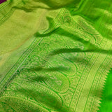 Mishrita aubergine green organza silk saree