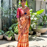 Maya Orange multihued tussar saree