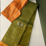 Vera apple green orange kanchipuram silk saree