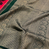 Kalpataru pink green handpainted kalamkari saree