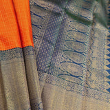 Sumangala orange blue korvai kancheepuram silk saree