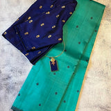 Vera thread woven kanchipuram silk saree teal