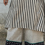 Zephyr Black white striped cotton kurta