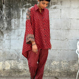 Zephyr Red printed cotton shirt