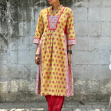 Zephyr Yellow printed cotton kurta