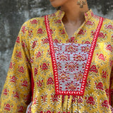 Zephyr Yellow printed cotton kurta