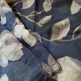 Grey floral chanderi saree