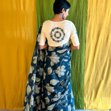 Green floral chanderi saree