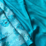 Blue floral chiffon saree