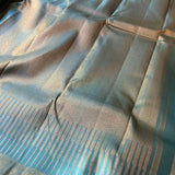 Charita Arctic blue gold silver checked kanchipuram silk saree