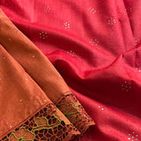 Orange tussar cutwork saree