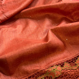 Orange tussar cutwork saree