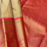 Sumangala beige pink bridal kanchipuram silk saree