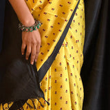 Mila Yellow flower kanchi silk saree