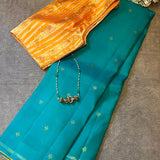 Ranya teal yellow kanchipuram silk saree