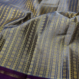 Tejasvi Greige violet thread work saree