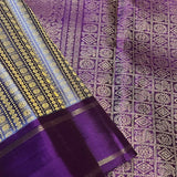 Tejasvi Greige violet thread work saree