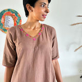 Zephyr brown kurta set