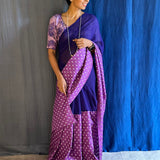 Mishrita navy purple chiffon fusion saree