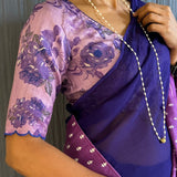 Mishrita navy purple chiffon fusion saree