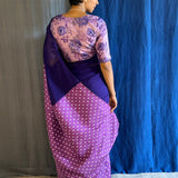 Mishrita navy purple chiffon fusion saree