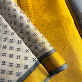 Nisha yellow grey organza printed saree