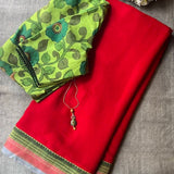 Mishrita red chiffon saree