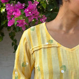 Yellow embroidered linen set