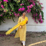 Yellow embroidered linen set