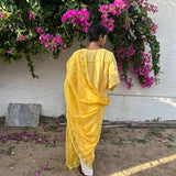 Yellow embroidered linen set