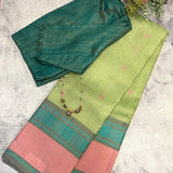 Kimaya pastel green silk saree